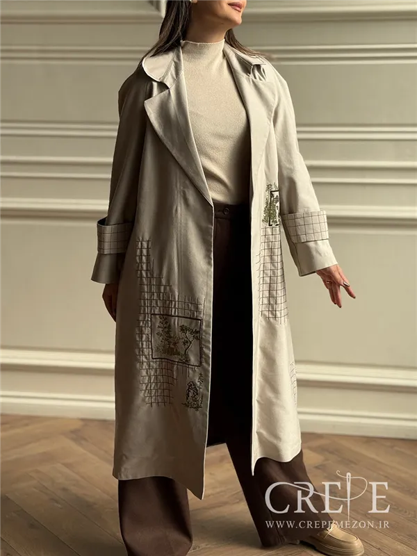 بارانی کتان چهارخانه گوزن