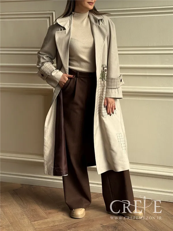 بارانی کتان چهارخانه گوزن