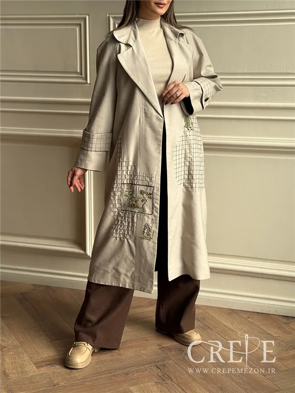 بارانی کتان چهارخانه گوزن