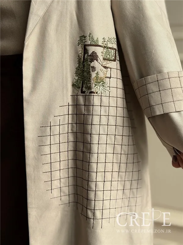 بارانی کتان چهارخانه گوزن