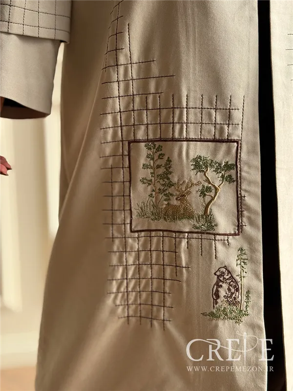 بارانی کتان چهارخانه گوزن