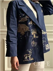 کت کتان گلدوزی طلایی