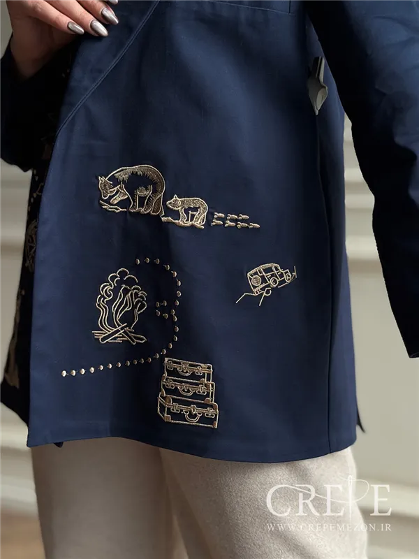 کت کتان گلدوزی طلایی