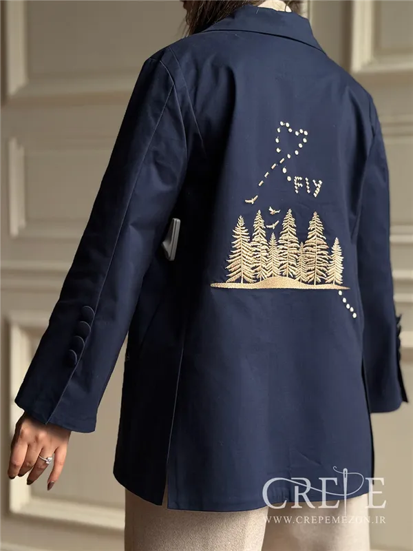 کت کتان گلدوزی طلایی