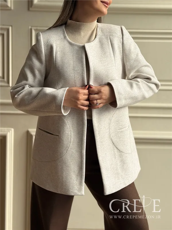 کت فوتر یقه گرد شلال دوزی