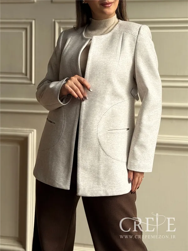 کت فوتر یقه گرد شلال دوزی