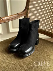 نیم بوت مخمل چرم پاشنه 5/5 سانت