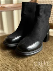 نیم بوت مخمل چرم پاشنه 5/5 سانت