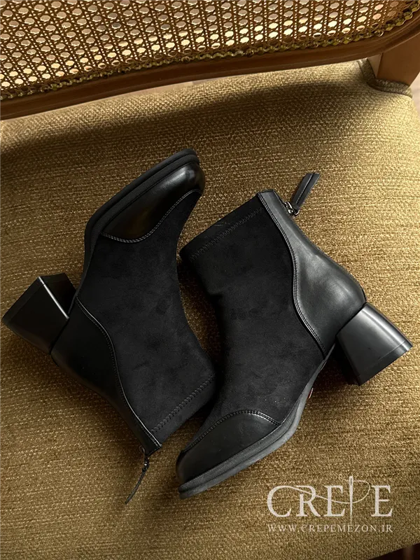نیم بوت مخمل چرم پاشنه 5/5 سانت