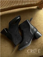 نیم بوت مخمل چرم پاشنه 5/5 سانت