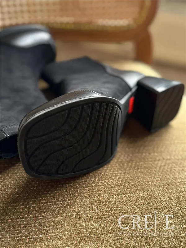 نیم بوت مخمل چرم پاشنه 5/5 سانت