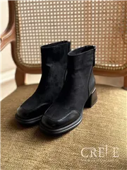 نیم بوت مخمل چرم پاشنه 5/5 سانت