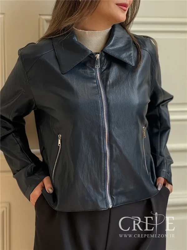 کت چرم جلو زیپ