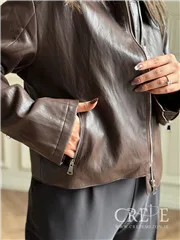 کت چرم جلو زیپ