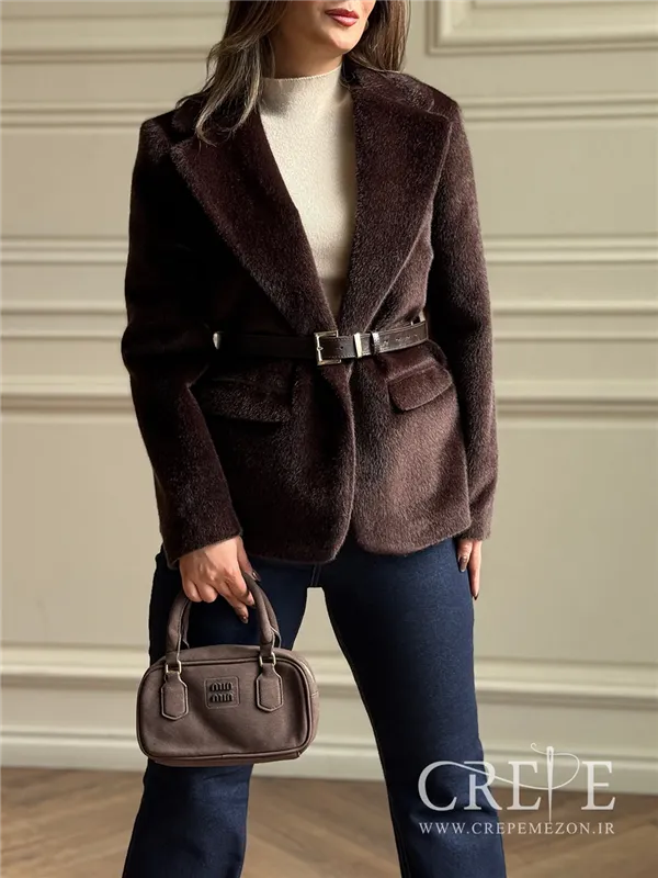 کت پوست سموری کمربنددار