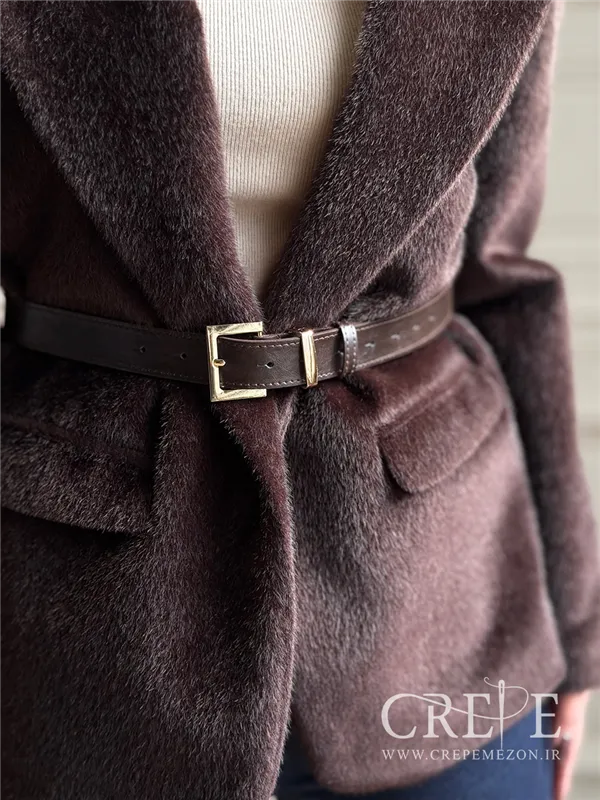 کت پوست سموری کمربندار