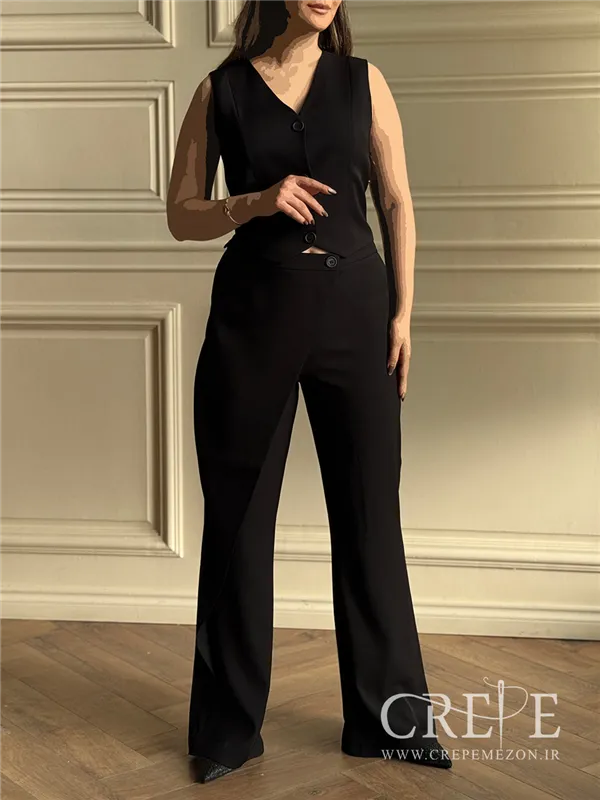 ژیله شلوار جلو دکمه برش دار