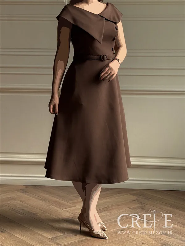 پیراهن کوتاه حلقه ای یقه پهن