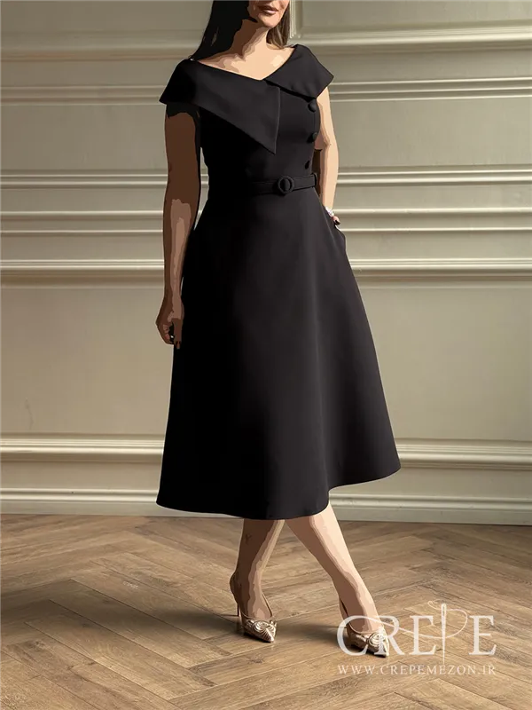 پیراهن کوتاه حلقه ای یقه پهن