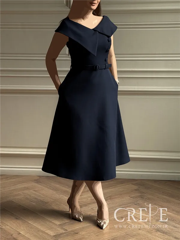 پیراهن کوتاه حلقه ای یقه پهن