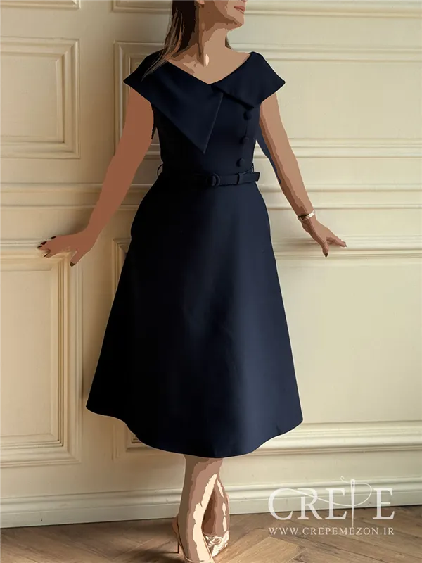 پیراهن کوتاه حلقه ای یقه پهن