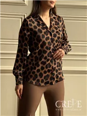 شومیز ساتن طرح پلنگی 