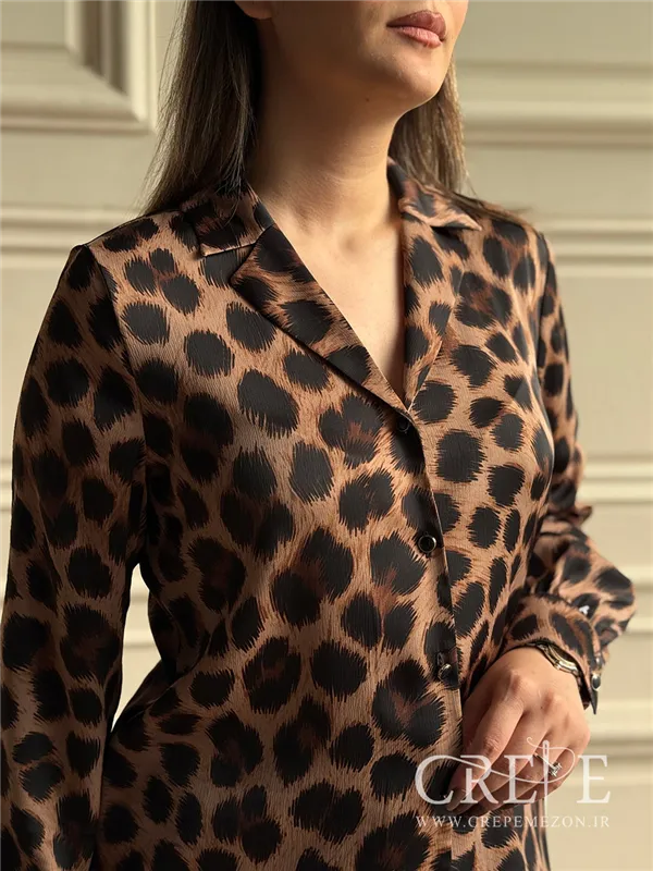 شومیز ساتن طرح پلنگی 