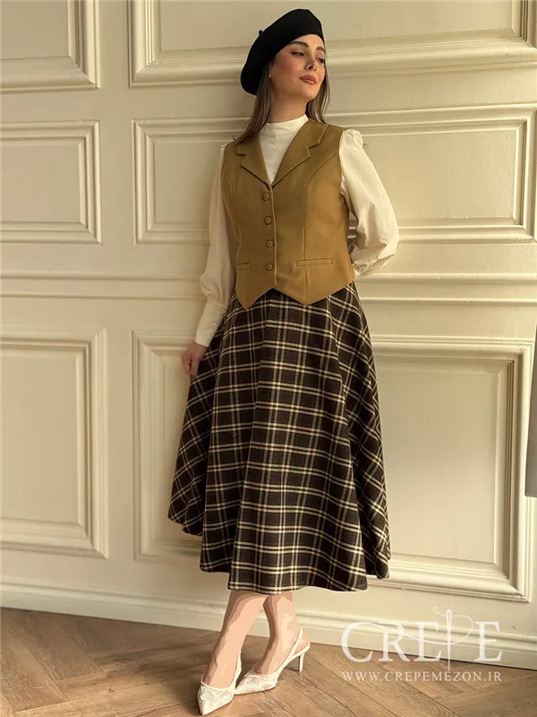 ست سه تیکه جلیقه دامن کشمیر