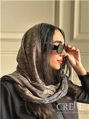 شال کشمیر سرمه ای نسکافه ای طرحدار 