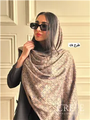 شال کشمیر سرمه ای نسکافه ای طرحدار 