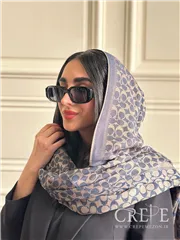 شال کشمیر سرمه ای نسکافه ای طرحدار 