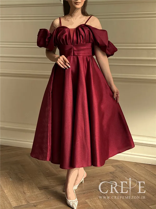 پیراهن آستین پفی پشت بندی