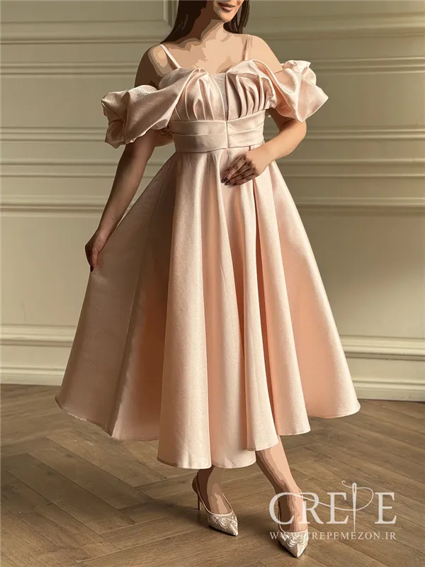 پیراهن آستین پفی پشت بندی