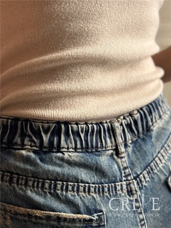 جین نیم بگ سایز بزرگ کمر کش قد 108