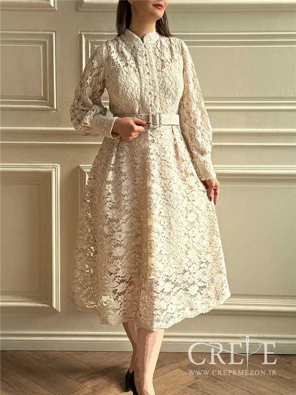 پیراهن گیپور جلو دکمه