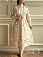 پیراهن گیپور جلو دکمه