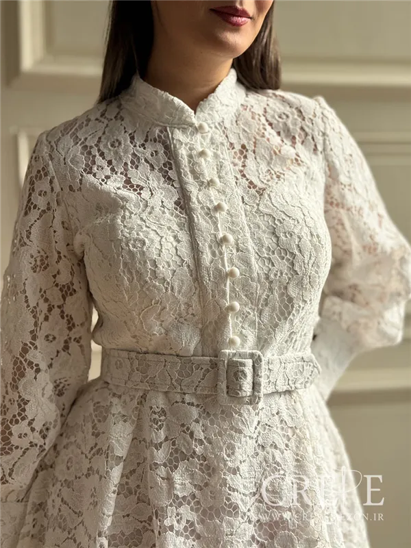 پیراهن گیپور جلو دکمه