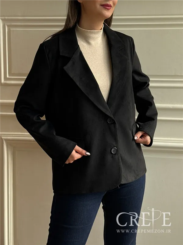 کت یقه انگلیسی جیر دو دکمه