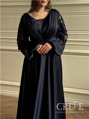 ماکسی ساتن آستین تور سنگ دوزی