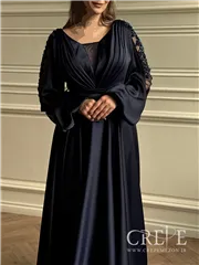 ماکسی ساتن آستین تور سنگ دوزی