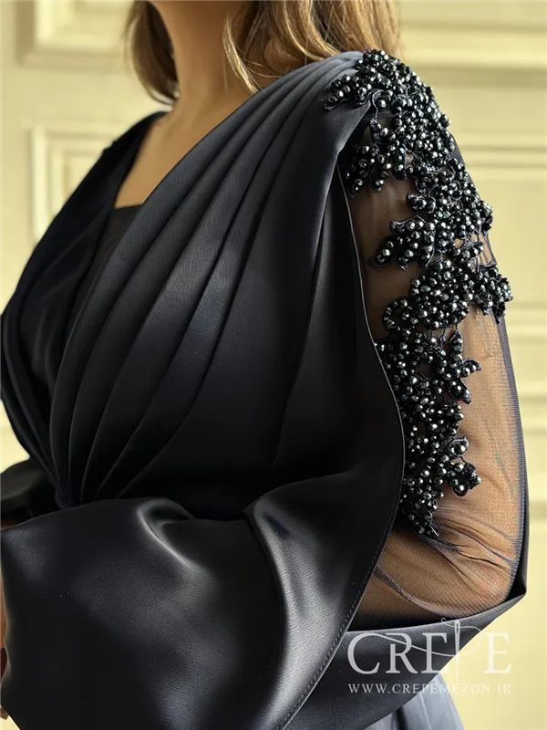 ماکسی ساتن آستین تور سنگ دوزی