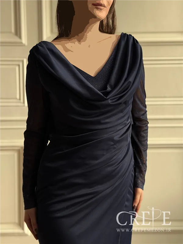 ماکسی آستین تور نگینی یقه شل