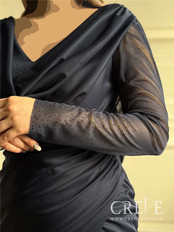 ماکسی آستین تور نگینی یقه شل