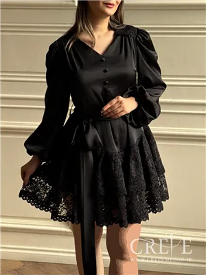 پیراهن کوتاه ساتن گیپور