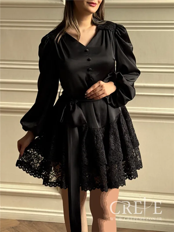 پیراهن کوتاه ساتن گیپور