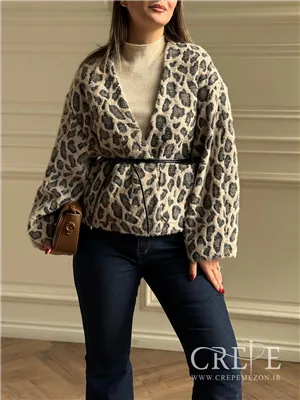 کت موهر پلنگی کمر چرم