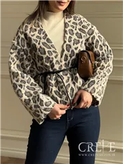 کت موهر پلنگی کمرچرم