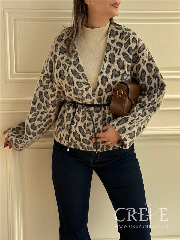 کت موهر پلنگی کمر چرم