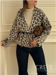 کت موهر پلنگی کمر چرم