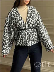 کت موهر پلنگی کمر چرم